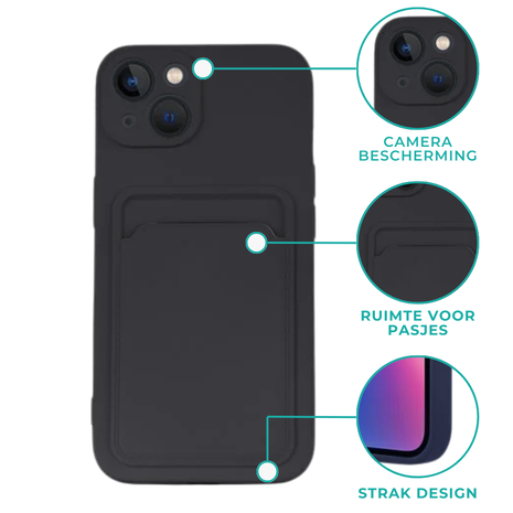 ShieldCase® ShieldCase iphone 13 Pro siliconen hoesje met pasjeshouder (Donkerblauw)