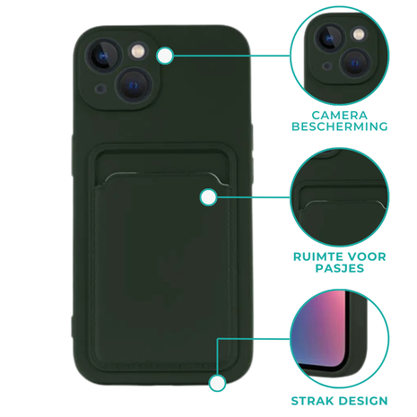 ShieldCase® ShieldCase iPhone Xr siliconen hoesje met pasjeshouder (donkergroen)