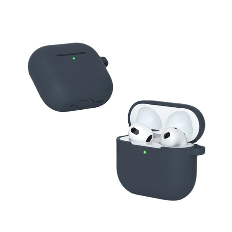 ShieldCase® ShieldCase Airpods 4 silicone case met koordje (donkerblauw)