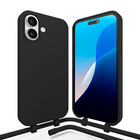 Coverzs Coverzs iPhone 16 siliconen hoesje met koord (zwart)