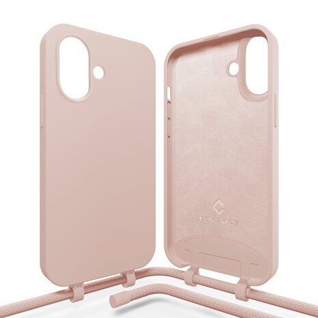 Coverzs Coverzs iPhone 16 siliconen hoesje met koord (roze)