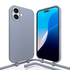 Coverzs Coverzs iPhone 16 siliconen hoesje met koord (grijsblauw)