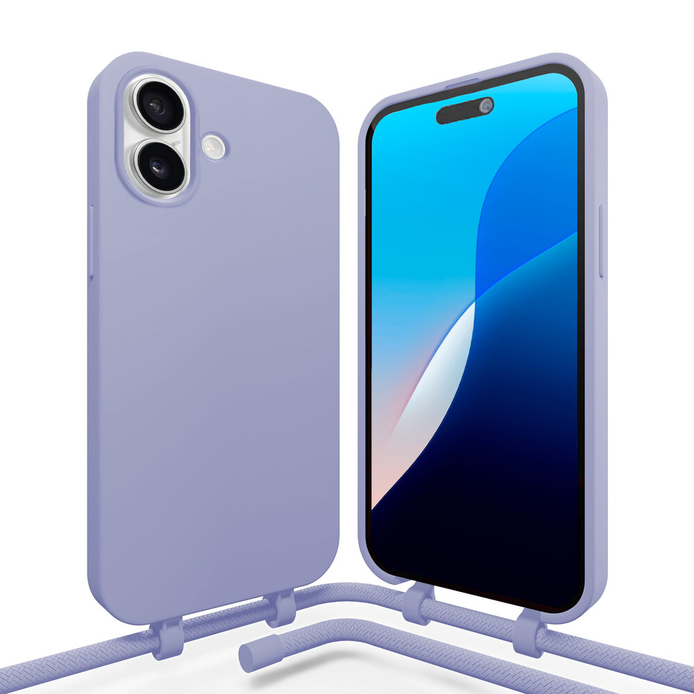 Coverzs Coverzs iPhone 16 siliconen hoesje met koord (paars)