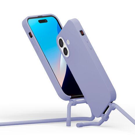 Coverzs Coverzs iPhone 16 siliconen hoesje met koord (paars)