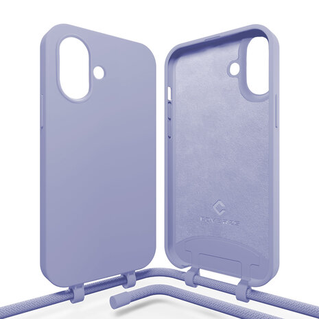 Coverzs Coverzs iPhone 16 siliconen hoesje met koord (paars)