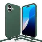 Coverzs Coverzs iPhone 16 siliconen hoesje met koord (donkergroen)