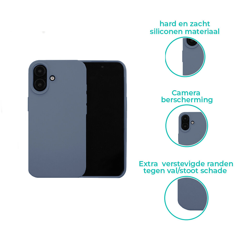 ShieldCase® ShieldCase iPhone 16 siliconen hoesje (donkerblauw)