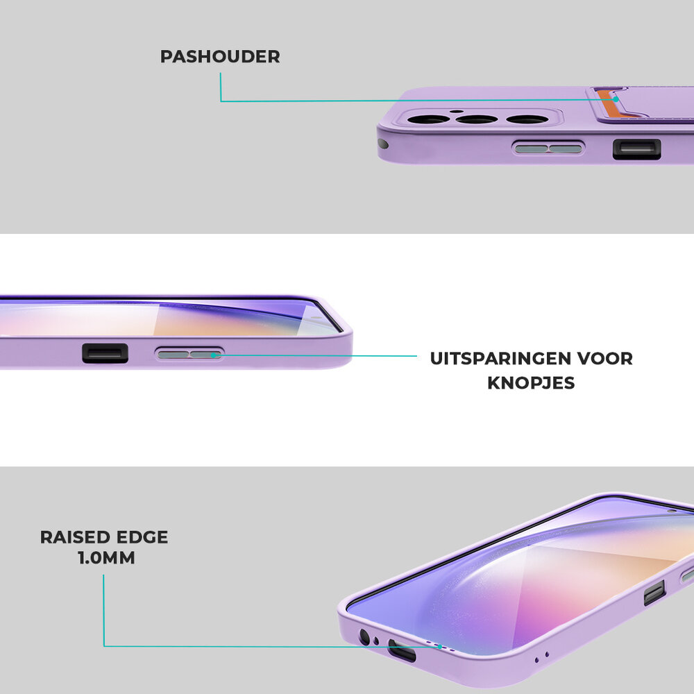 ShieldCase® ShieldCase Samsung Galaxy A16 siliconen hoesje met pasjeshouder (paars)