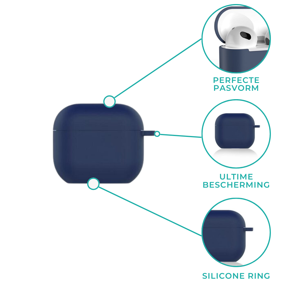 ShieldCase® Shieldcase Airpods 3 siliconen hoesje (donkerblauw)