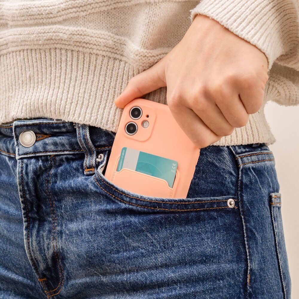 ShieldCase® ShieldCase iPhone 11 siliconen hoesje met pasjeshouder (roze)