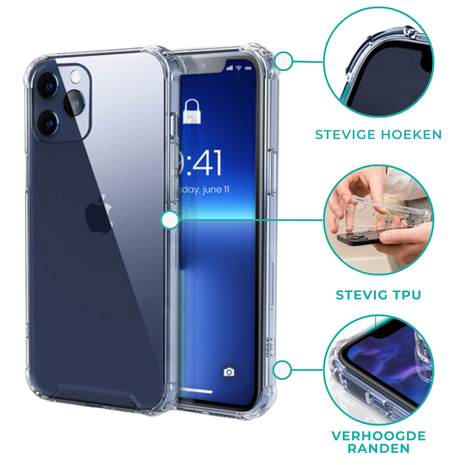 ShieldCase® Shieldcase Silicone Shock case TPU iPhone 13 Pro (transparant)