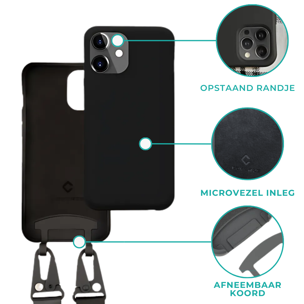 Coverzs Coverzs Silicone case met dik koord iPhone 7/8 Plus (zwart)