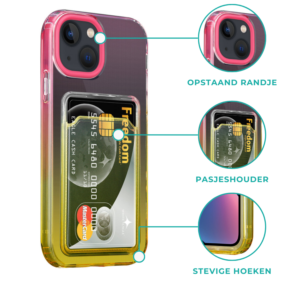 ShieldCase® ShieldCase iPhone 13 hoesje colorful pasjeshouder (roze/geel) ShieldCase® ShieldCase iPhone 13 hoesje colorful pasjeshouder (roze/geel)