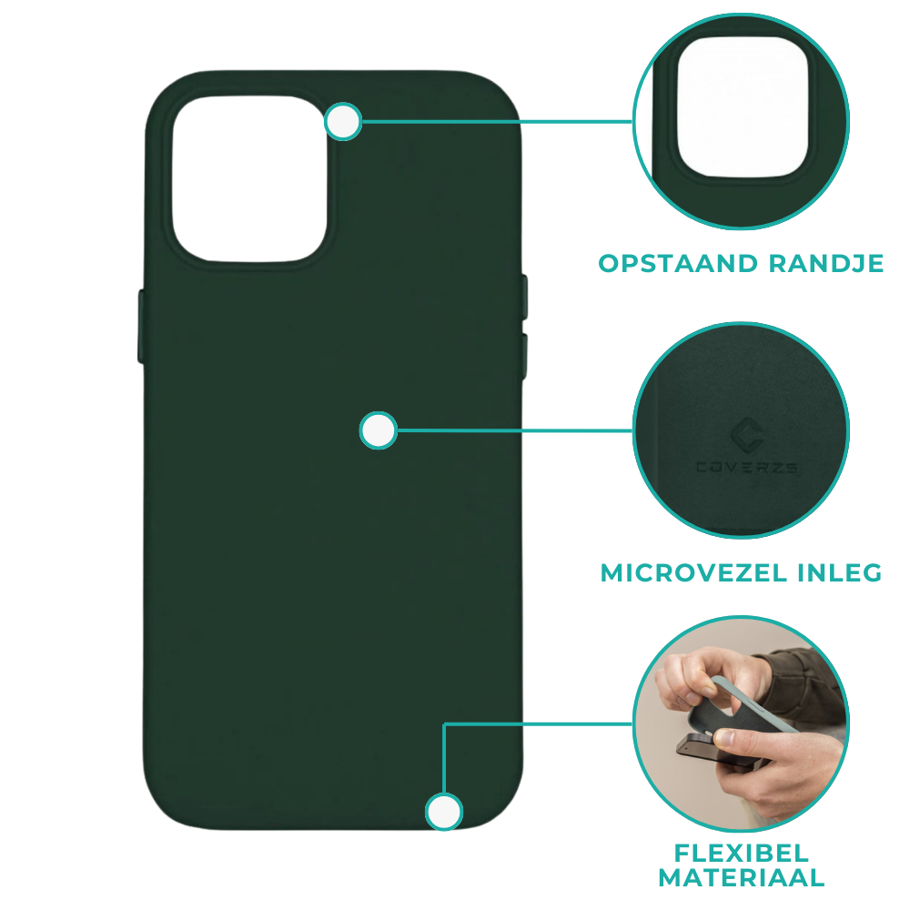 Coverzs Coverzs Luxe Liquid Silicone case iPhone 13 Pro (donkergroen)