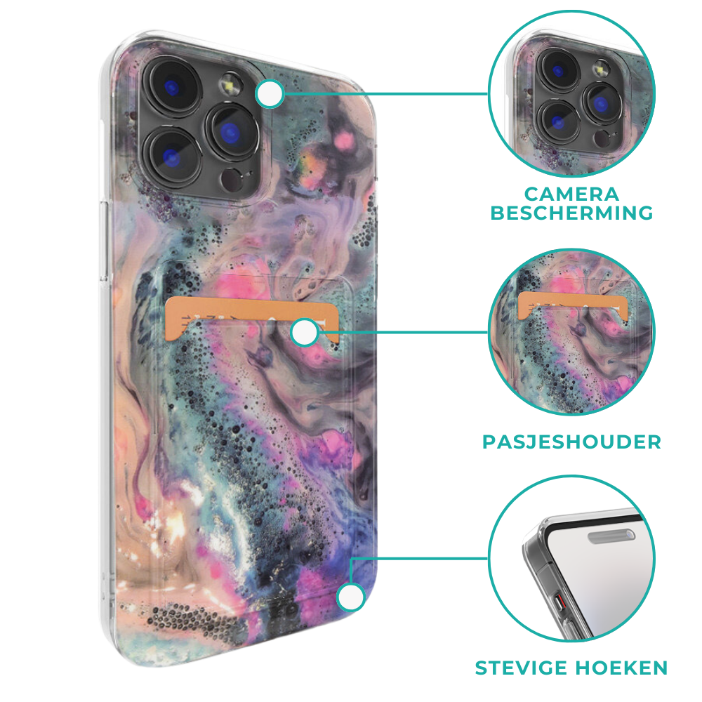 ShieldCase® ShieldCase iPhone 13 hoesje pasjes (Pastel Party) ShieldCase® ShieldCase iPhone 13 hoesje pasjes (Pastel Party)