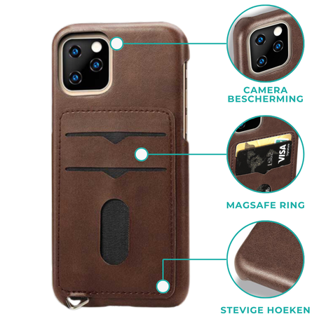 ShieldCase® ShieldCase Vintage case met pashouder iPhone 12 Mini - 5.4 inch (bruin) ShieldCase® ShieldCase Vintage case met pashouder iPhone 12 Mini - 5.4 inch (bruin)