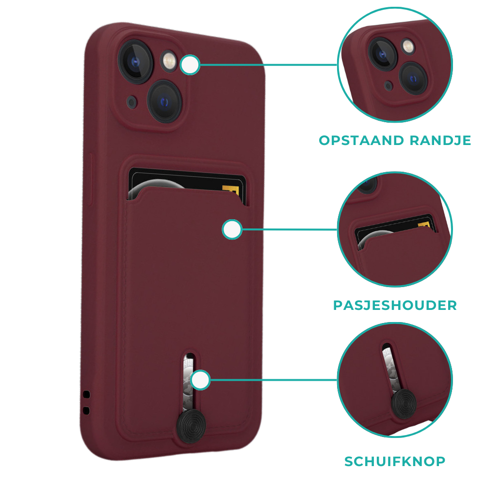 Coverzs Coverzs iPhone 7/8 pasjeshouder hoesje met schuifknop (bordeaux) Coverzs Coverzs iPhone 7/8 pasjeshouder hoesje met schuifknop (bordeaux)