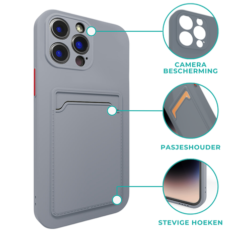 ShieldCase® ShieldCase iPhone 13 backcover hoesje met pashouder (lavendel grijs) ShieldCase® ShieldCase iPhone 13 backcover hoesje met pashouder (lavendel grijs)