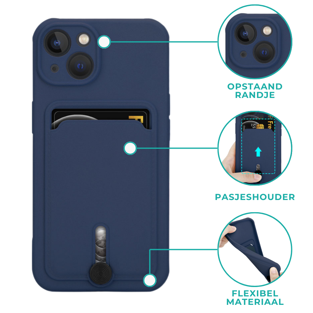 Coverzs Coverzs iPhone 13 Pro Max pasjeshouder hoesje met schuifknop (blauw) Coverzs Coverzs iPhone 13 Pro Max pasjeshouder hoesje met schuifknop (blauw)