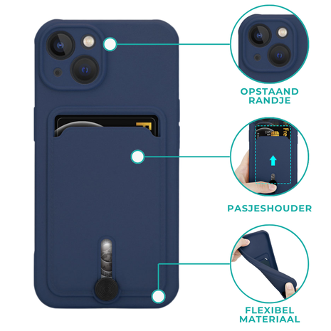 Coverzs Coverzs iPhone 12 pasjeshouder hoesje met schuifknop (blauw) Coverzs Coverzs iPhone 12 pasjeshouder hoesje met schuifknop (blauw)