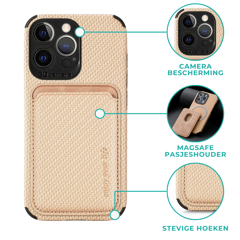 Coverzs Coverzs iPhone 12 Magsafe gevlochten hoesje met pasjeshouder (khaki) Coverzs Coverzs iPhone 12 Magsafe gevlochten hoesje met pasjeshouder (khaki)