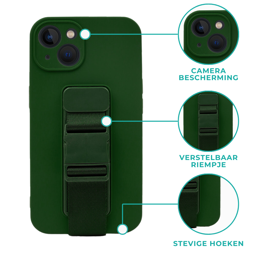 ShieldCase® ShieldCase Siliconen hoesje met riem iPhone 13 (groen)