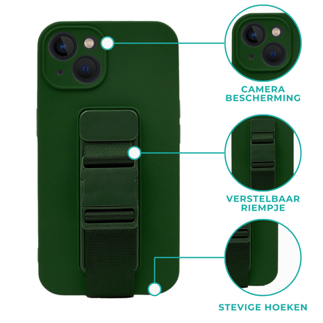 ShieldCase® ShieldCase Siliconen hoesje met riem iPhone 13 (groen)