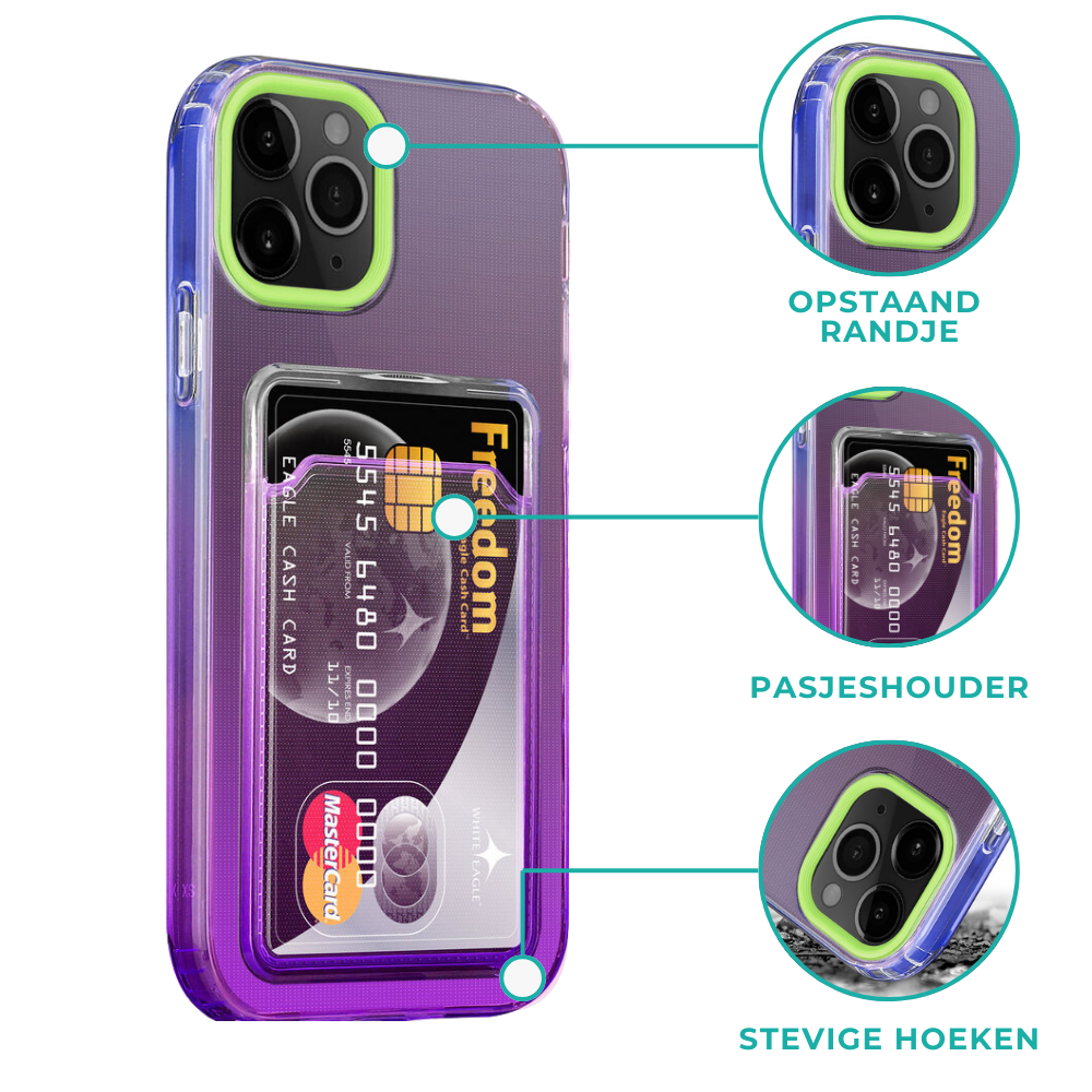 ShieldCase® ShieldCase iPhone 11 Pro hoesje colorful pasjeshouder (groen/paars) ShieldCase® ShieldCase iPhone 11 Pro hoesje colorful pasjeshouder (groen/paars)