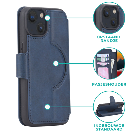 Coverzs Coverzs iPhone 14 hoesje leer bookcase Magsafe (blauw) Coverzs Coverzs iPhone 14 hoesje leer bookcase Magsafe (blauw)