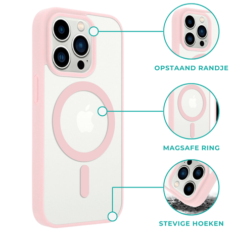 ShieldCase® ShieldCase iPhone 13 Magsafe hoesje transparant gekleurde rand (roze) ShieldCase® ShieldCase iPhone 13 Magsafe hoesje transparant gekleurde rand (roze)