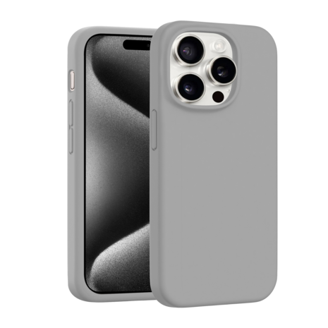 Coverzs Coverzs iPhone 15 Pro Max luxe siliconen MagSafe hoesje (grijs)