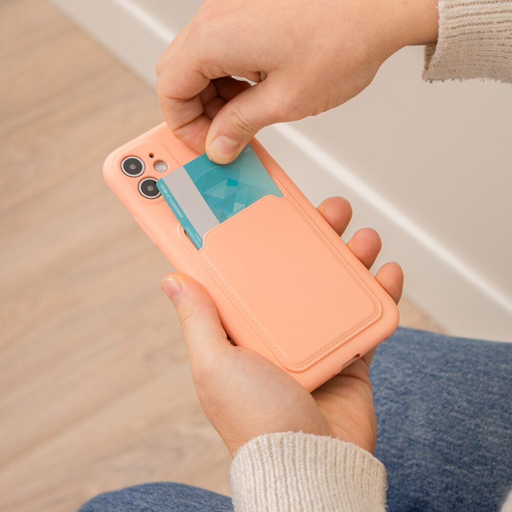 ShieldCase® ShieldCase iPhone Xr siliconen hoesje met pasjeshouder (roze)