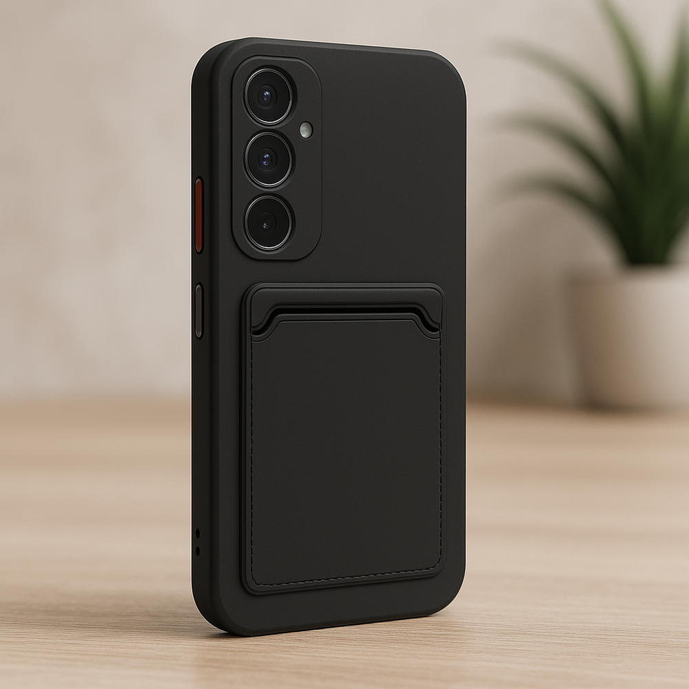 ShieldCase® ShieldCase Samsung Galaxy A55 siliconen hoesje met pasjeshouder (zwart)