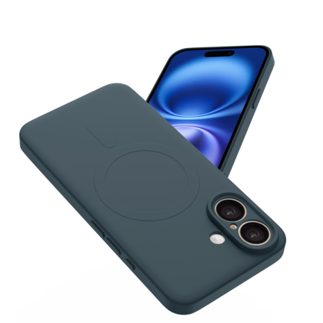 ShieldCase® ShieldCase iPhone 16 Plus Siliconen MagSafe back cover (donkerblauw)