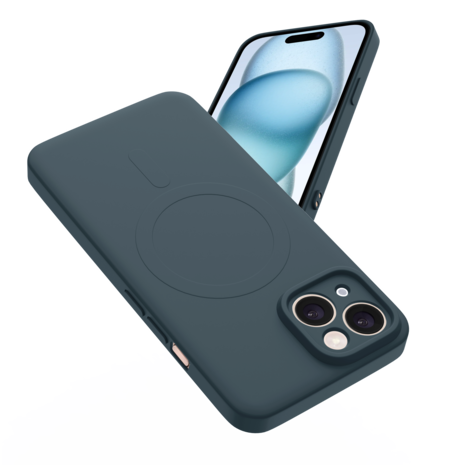 ShieldCase® ShieldCase iPhone 15 Siliconen MagSafe back cover (donkerblauw)