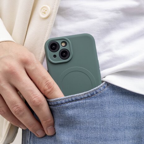ShieldCase® ShieldCase iPhone 14 Siliconen MagSafe back cover (donkergroen)
