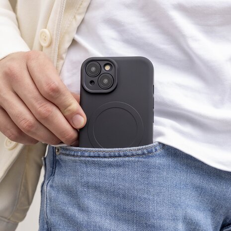 ShieldCase® ShieldCase iPhone 15 Siliconen MagSafe back cover (zwart)