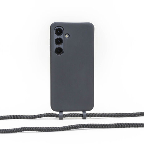 Coverzs Coverzs Samsung Galaxy S24 Plus siliconen hoesje met koord (zwart)