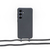 Coverzs Samsung Galaxy S25 siliconen hoesje met koord (zwart)