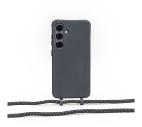 Coverzs Samsung Galaxy S25 Plus siliconen hoesje met koord (zwart)