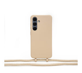 Coverzs Samsung Galaxy S24 siliconen hoesje met koord (beige)