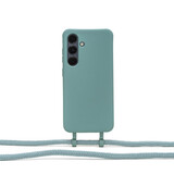 Coverzs Samsung Galaxy S24 siliconen hoesje met koord (donkergroen)