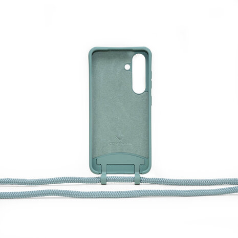 Coverzs Coverzs Samsung Galaxy S24 siliconen hoesje met koord (donkergroen)