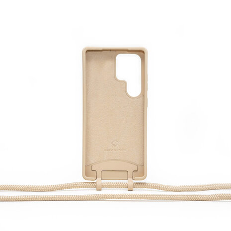 Coverzs Coverzs Samsung Galaxy S24 Ultra siliconen hoesje met koord (beige)