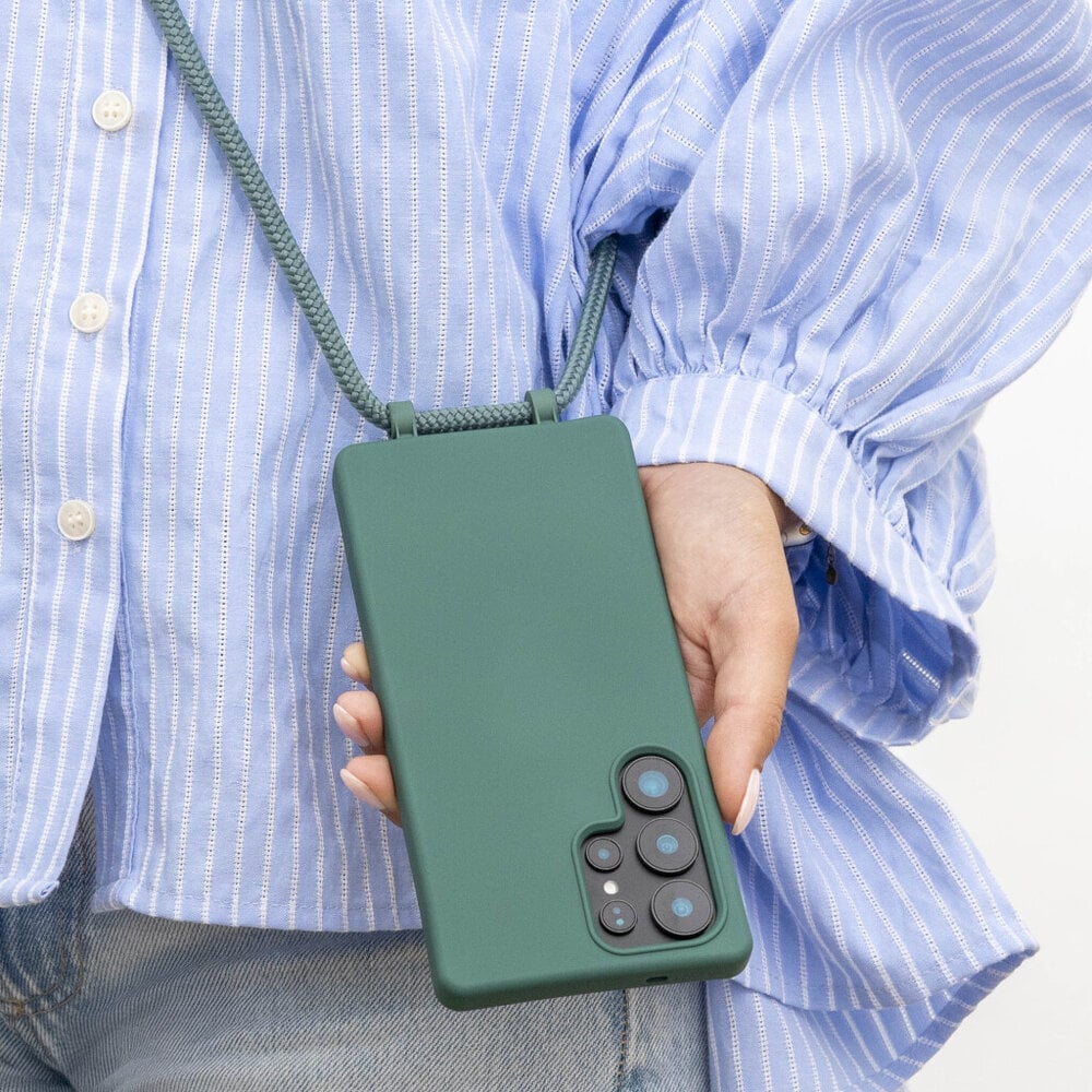 Coverzs Coverzs Samsung Galaxy S25 Ultra siliconen hoesje met koord (donkergroen)