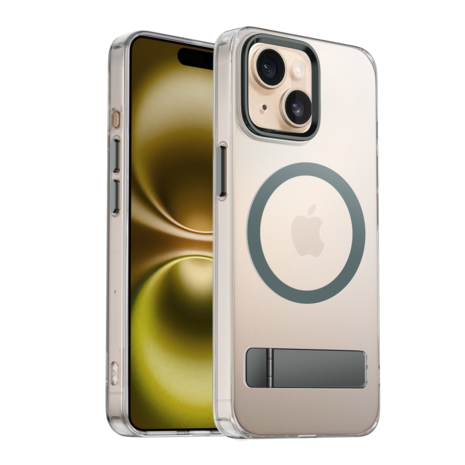 Coverzs Coverzs iPhone 15 MagSafe hardcase met standaard (grijs) Coverzs Coverzs iPhone 15 MagSafe hardcase met standaard (grijs)