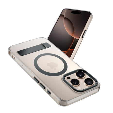 Coverzs Coverzs iPhone 16 Pro Max MagSafe hardcase met standaard (grijs) Coverzs Coverzs iPhone 16 Pro Max MagSafe hardcase met standaard (grijs)