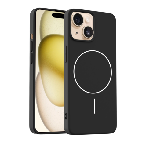 Coverzs Coverzs iPhone 15 MagSafe siliconen  hoesje (zwart)