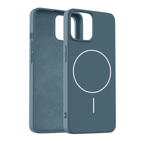 Coverzs Coverzs iPhone 14 MagSafe siliconen  hoesje (donkerblauw)