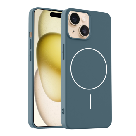 Coverzs Coverzs iPhone 14 MagSafe siliconen  hoesje (donkerblauw)